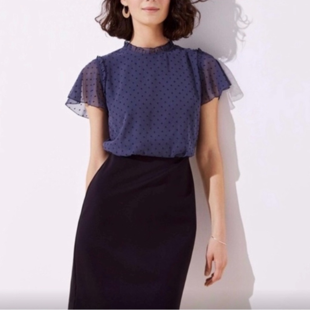 LOFT - Polka Dots top with Flutter Sleeves dress (8)